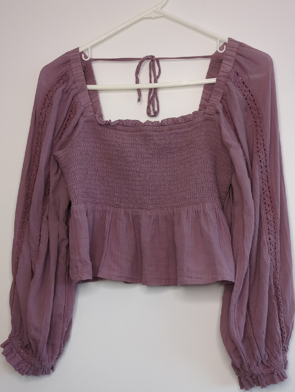 American Eagle | Romantic Plum Peasant Blouse Square Neck | L